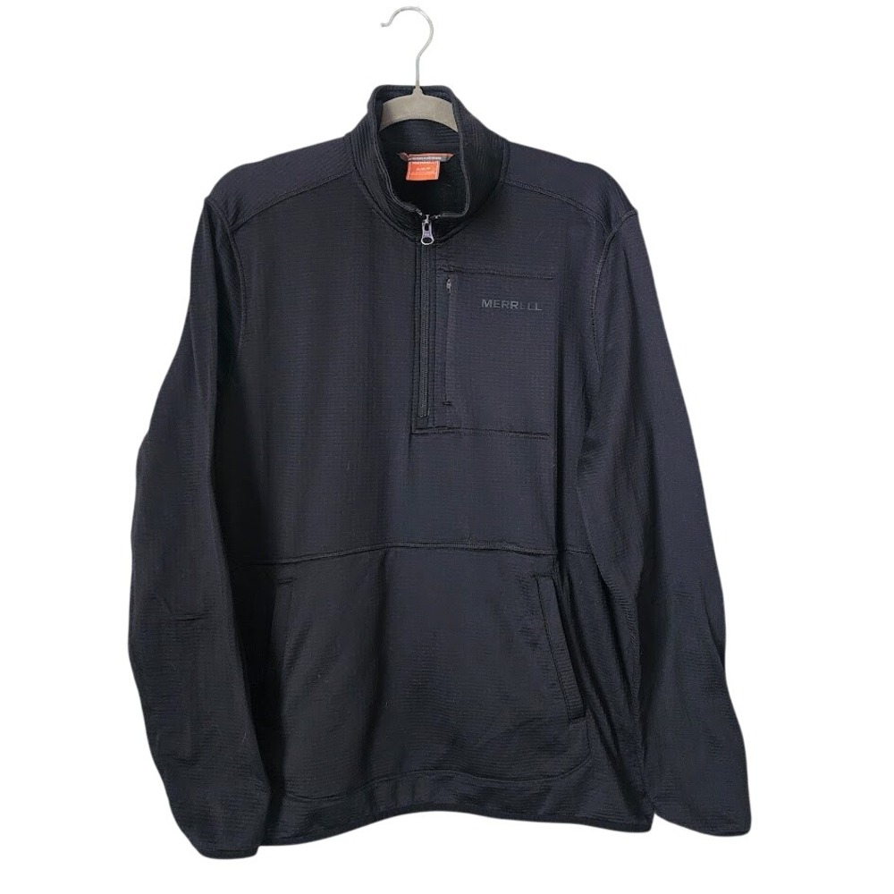 MERRELL Grid Fleece 1/4 Zip Pullover Black Moisture Wicking Gorpcore M‎